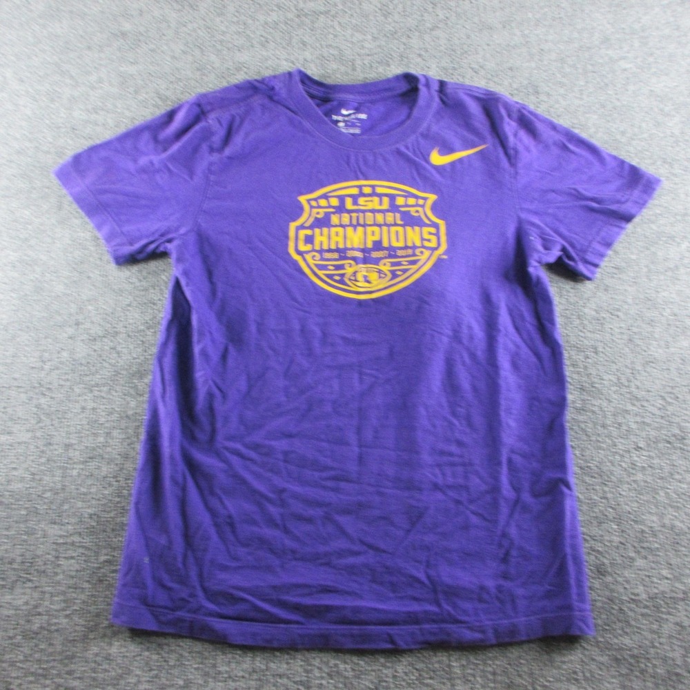 LSU Tigers Shirt Mens Small Purple NCAA Football Nike National Champions Tee